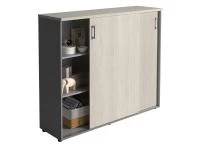 Офисный шкаф NWT 1214 белое дерево/серый